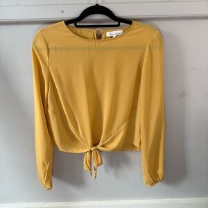 Love Tree Women's Yellow Tie-Front Top Blouse